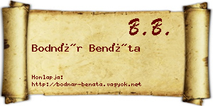 Bodnár Benáta névjegykártya
